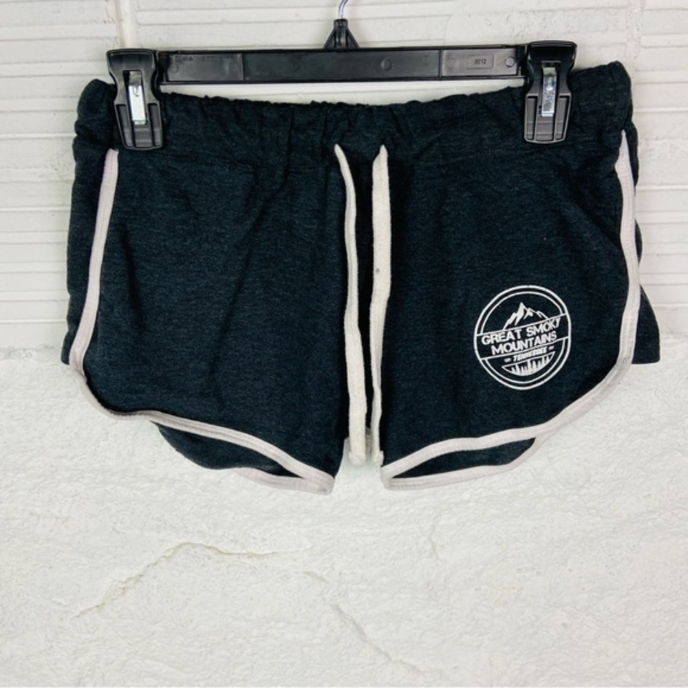 DAY BREAK dark gray cotton white striped GREAT SMOKY MOUNTAINS TENNESSEE shorts